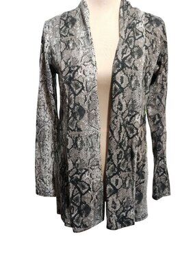 Gibson Cardigan Snake Print Size S Open Front Duster Gray Stretch Layering Top